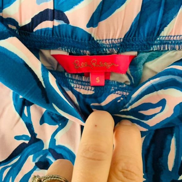 New Bal 33" Harbour Palazzo Beach Pants Blue Pink Tropics Tint Heat Wave - Picture 3 of 4